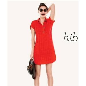 Cabi Hibiscus Cover Up Shirt Dress Red Small 100% Cotton